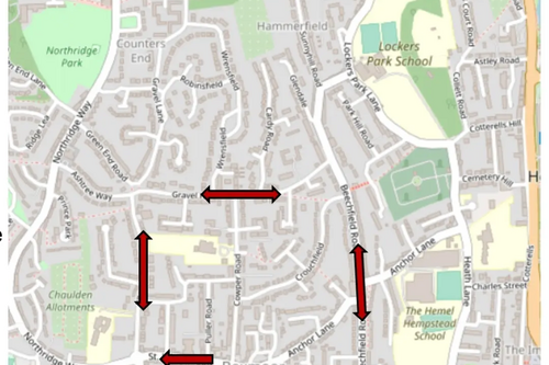 Map of Boxmoor Traffic issues